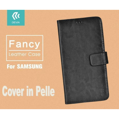 Cover a Libro in Pelle Nera Fancy per Samsung A5 2016