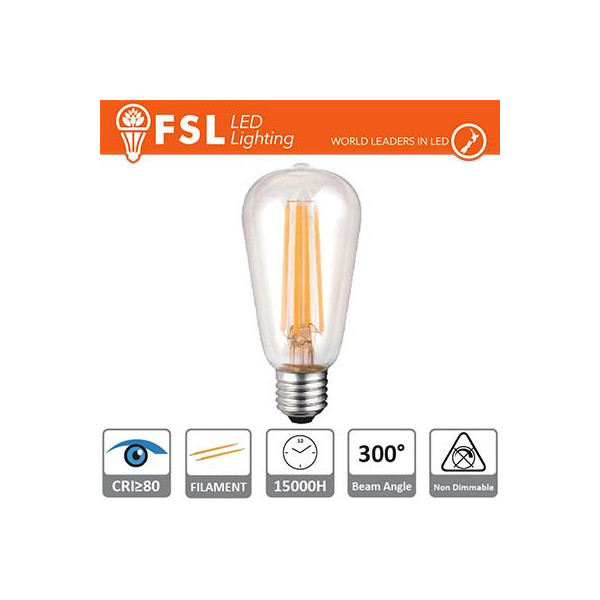 Lampada Filamento Edison - 6W 2700K E27 800LM