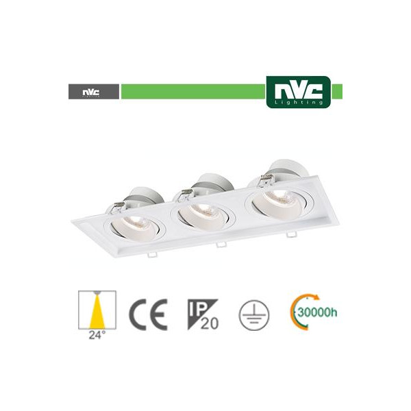 Incasso Multi lampada - 27w (3x9w) 3000k 2160lm 24°