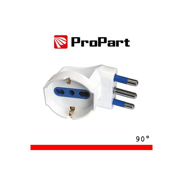 Adattatore schuko 90° spina16A salvaspazio