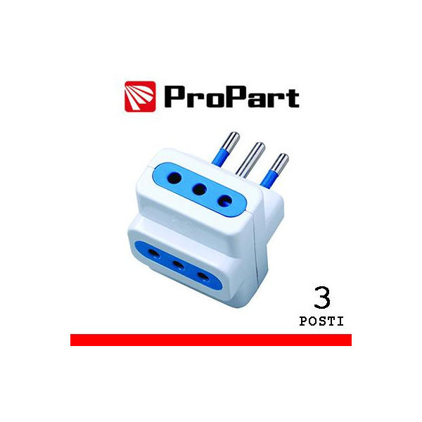 Adattatore 3pos 10A spina10A polybag