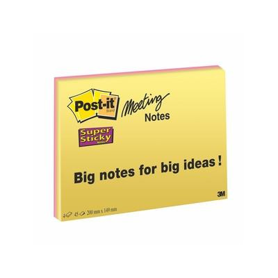 Post-it® Super Sticky Meeting Notes NEON 200 x 149 mm  4 pz.
