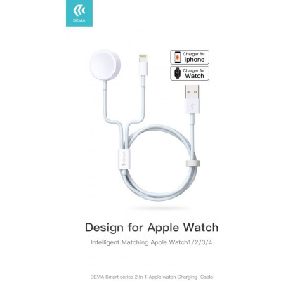 Caricatore Wireless per SmartWatch Apple 2 in 1 Bianco