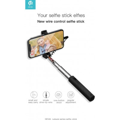 Asta Selfie per iOS e Android con Jack 3.5mm Lunga 64cm Nera